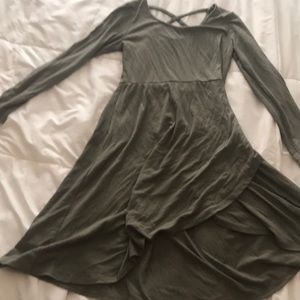 Green cotton kids large casual dress